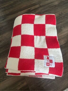 Lonely Ghost Red & White Checkerboard Blanket